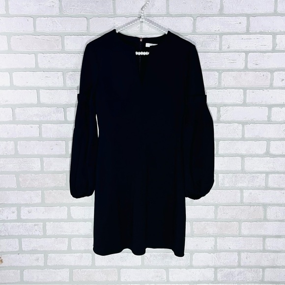 Tibi Bishop Long Sleeve Fit and Flare Dress in Black Size 0 - Picture 2 of 10